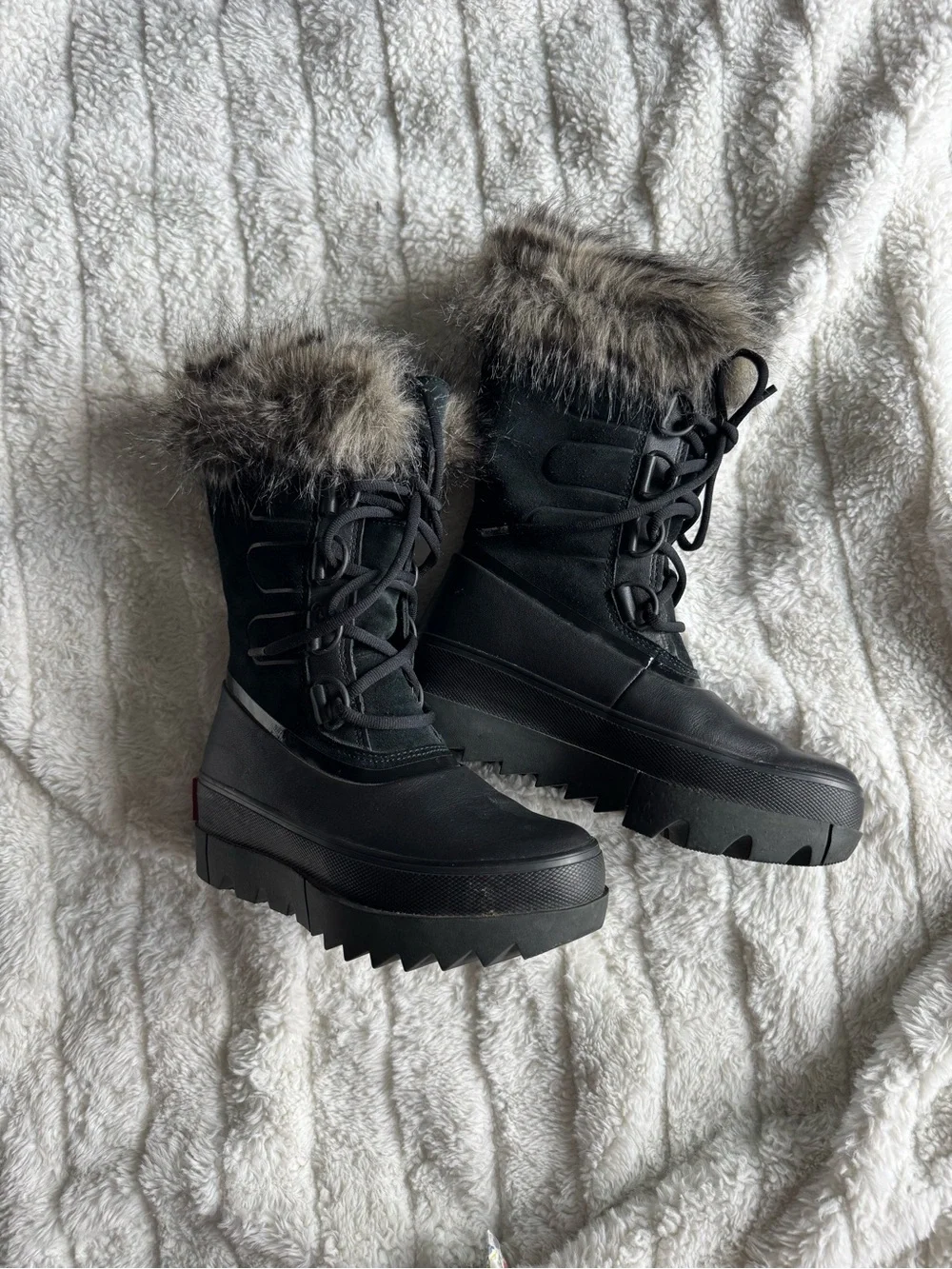 SOREL JOAN OF ARC NEXT BOOTS WATERPROOF black fur size 6 winter snow artic